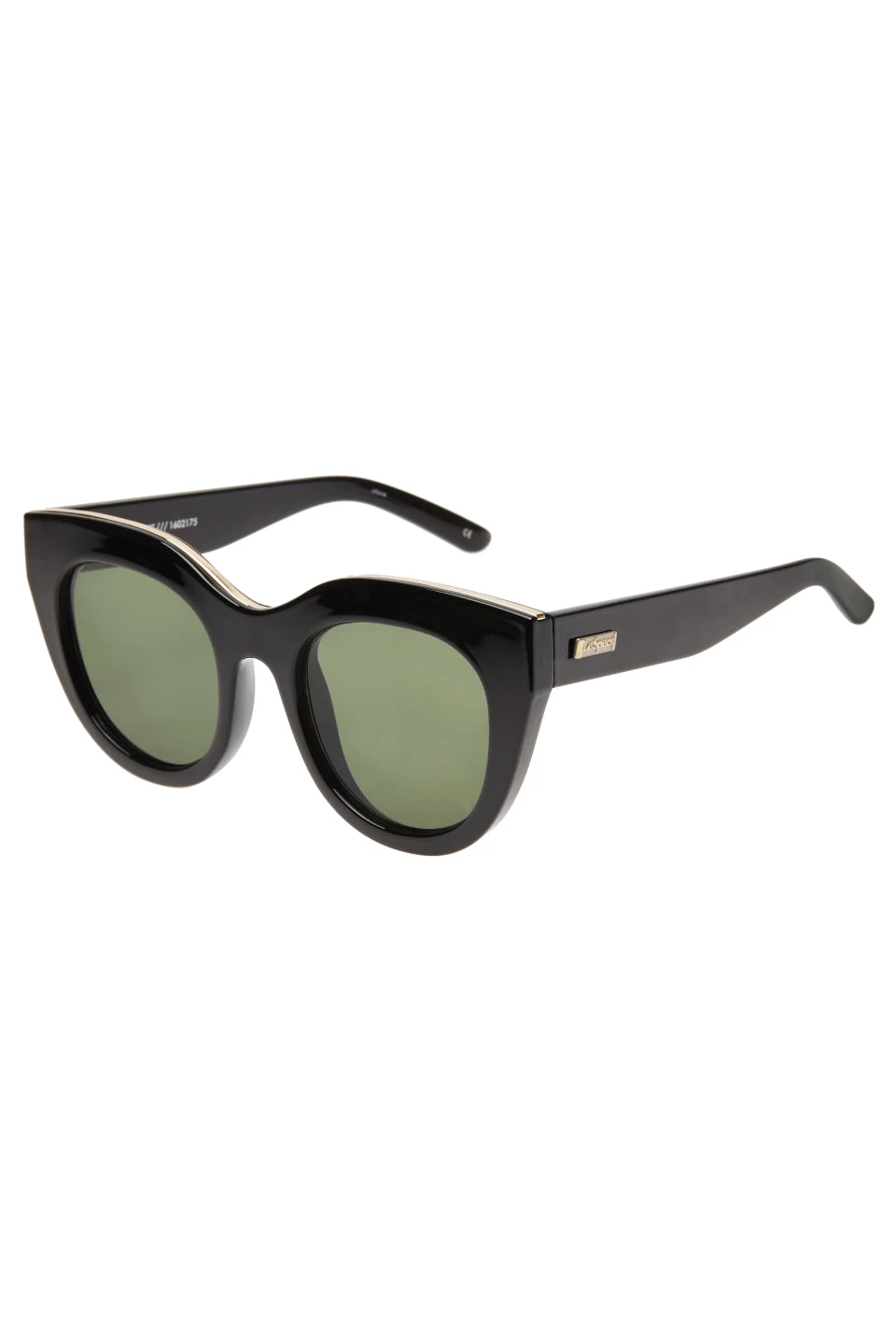 Le Specs Air Heart Cat Eye Black Gold Khaki Lens Sunglasses Eyewear