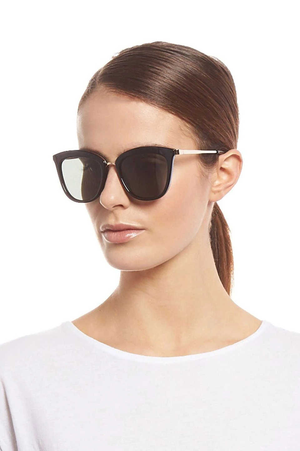Le Specs Caliente Black Gold Arms Khaki Lens Sunglasses Eyewear