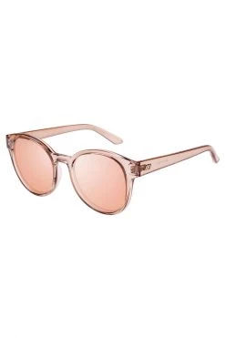 Le Specs Paramount Round Clear Tan Brass Mirror Lens Sunglasses Get The Look