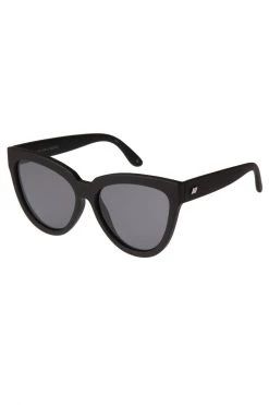 Le Specs Liar Liar Oversized Cat Eye Black Rubber Smoke Polarised Lens Sunglasses