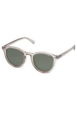 Le Specs Eyewear Fire Starter Round Clear Stone Khaki Polarised Lens Sunglasses