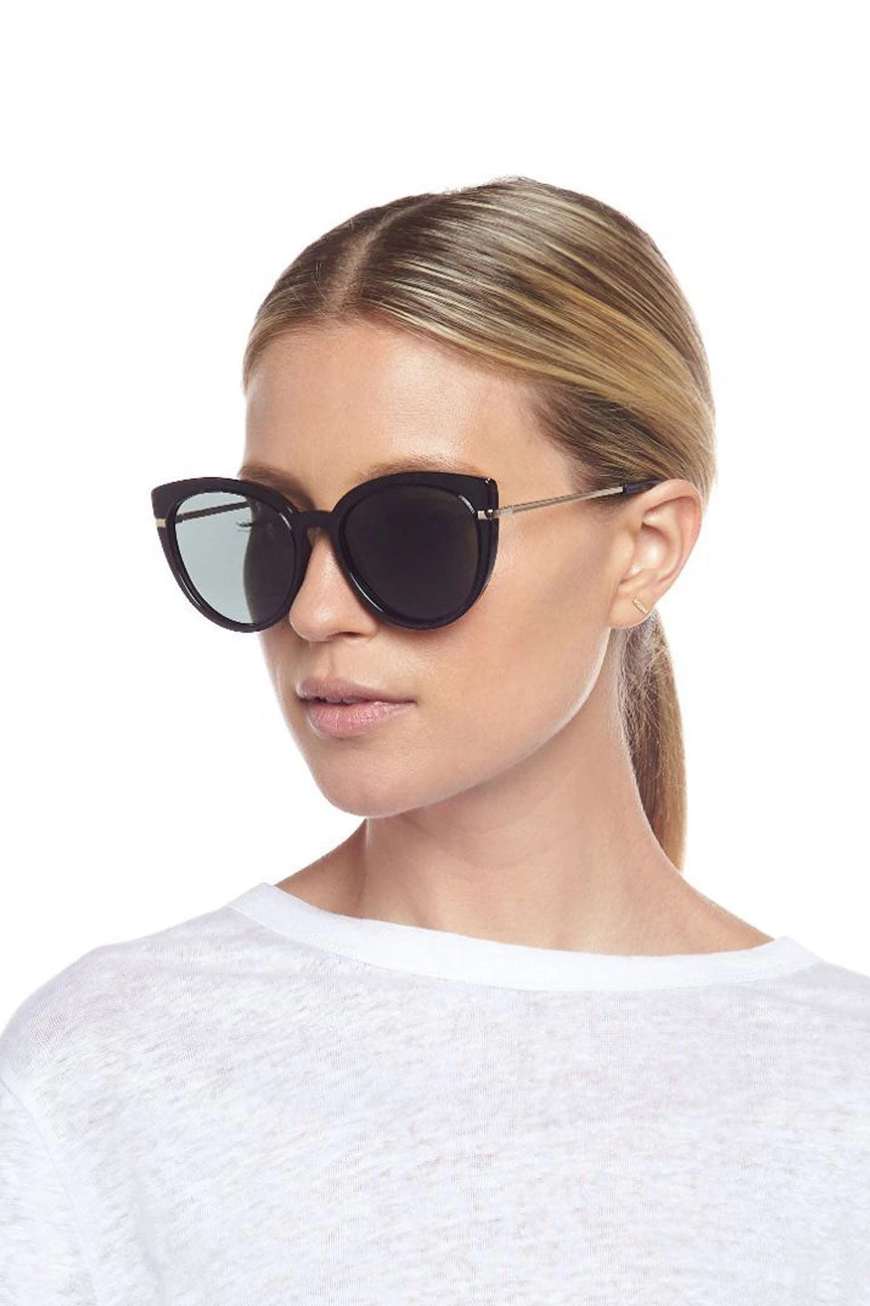 Le Specs Eyewear Promiscuous Black Khaki Lens Polarised Sunglasses With Gold Arms