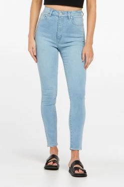 Lee Denim High Licks Crop Strike A Cord Pale Blue Skinny Jean