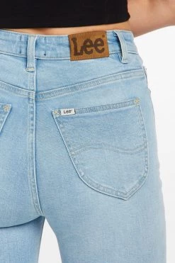 Lee Denim High Licks Crop Strike A Cord Pale Blue Skinny Jean