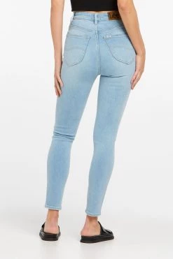 Lee Denim High Licks Crop Strike A Cord Pale Blue Skinny Jean