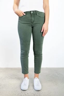 Among The Brave Lily Khaki Mid Rise Knee Panel Denim Jean