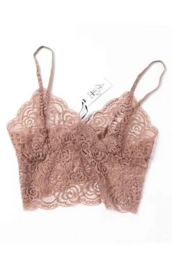Queen Of The Foxes Tops & Tees Strappy Rose Tan Lace Bralette