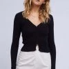 All About Eve Lindsay Black Rib Button Front Top