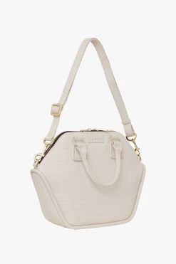 SABEN Bags Get The Look Liv Alabaster Croc Leather Handbag