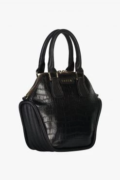 SABEN Bags Liv Black Croc Leather Hand Bag Support Local