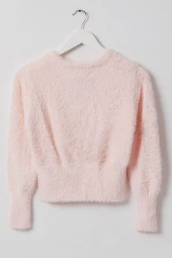 Among The Brave Lovable Candyfloss Eyelash Yarn Cropped Crew Neck Knit Knitwear