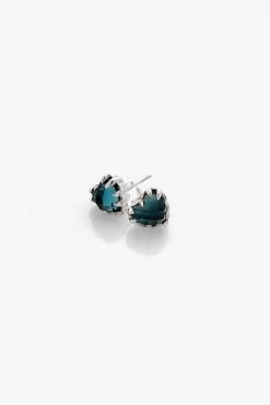 Stolen The Edit Love Claw Blue Quartz Heart Stud Earrings