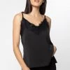 Ivy + Jack Loyal Black Satin Lace Trim Cami