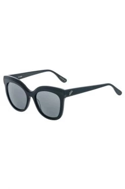 Bask Eyewear Luna Shiny Black Grey Polarised Oversized Sunglasses