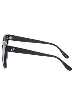 Bask Eyewear Luna Shiny Black Grey Polarised Oversized Sunglasses