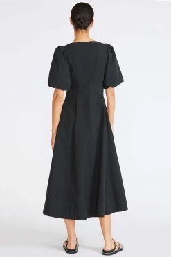 Staple The Label Luna Puff Sleeve Black Midi Dress