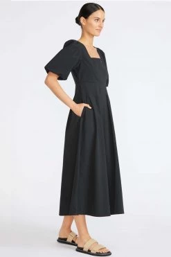Staple The Label Luna Puff Sleeve Black Midi Dress