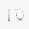 Ania Haie Modern Minimalism Silver Hoop Earrings With Circle Bead Detail