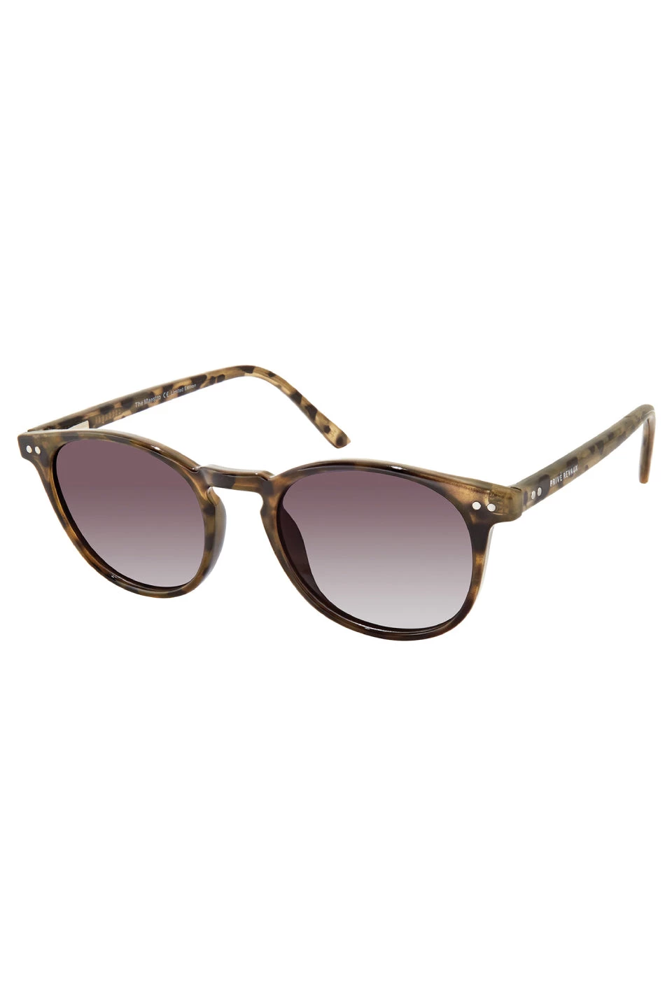 Prive Revaux Maestro Round Thin Champagne Tort Grey Gradient Lens Sunglasses Eyewear