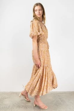 Among The Brave Sensational Spice Floral Georgette Tiered Tie Waist Maxi Skirt Skirts