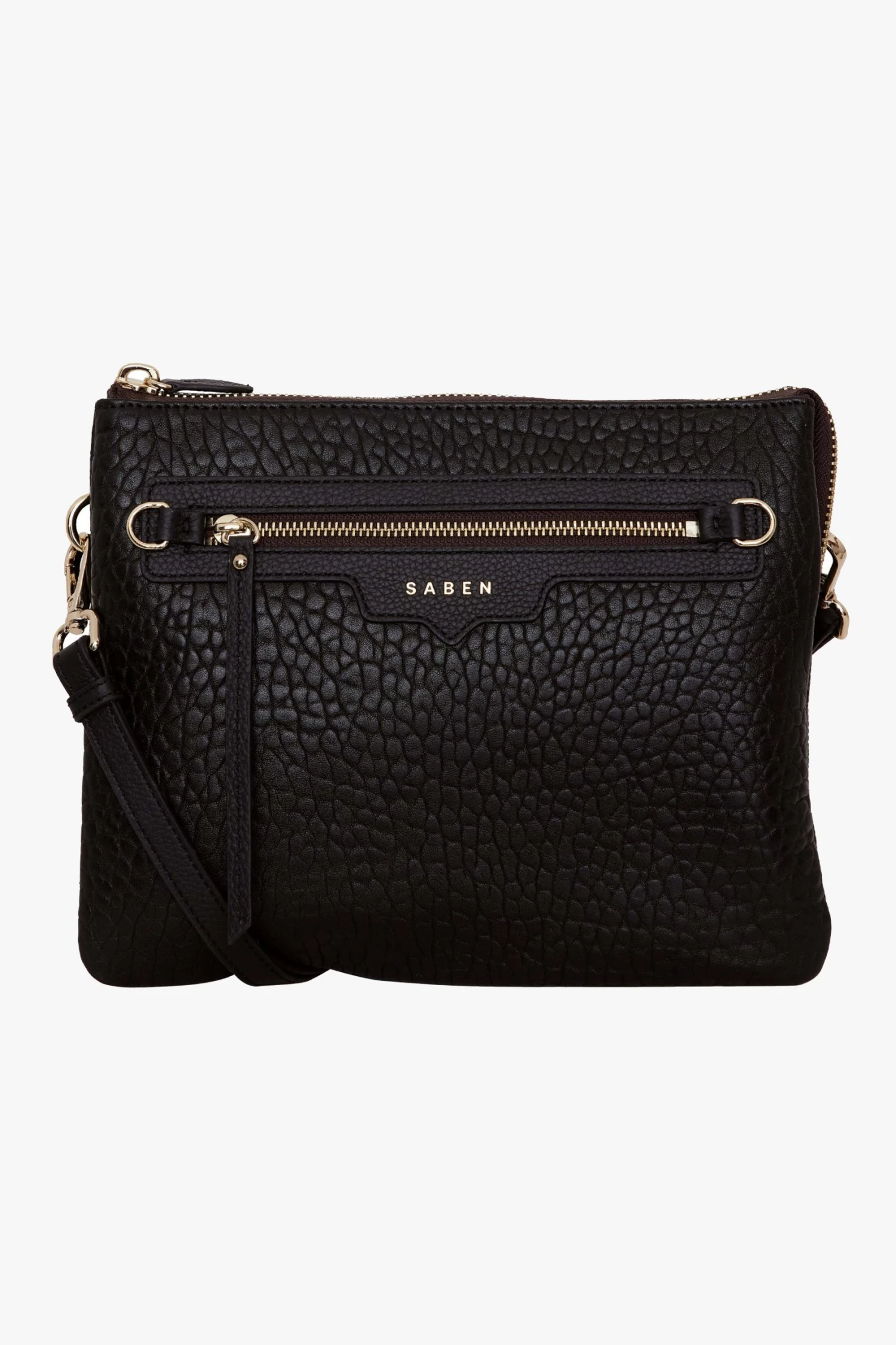 SABEN Bags Matilda Black Bubble Crossbody Bag With Front Zip
