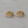 Sophie Mini Pearl Huggies Earrings Gold Jewellery