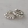 Sophie Jewellery Mini Pearl Huggies Earrings Silver
