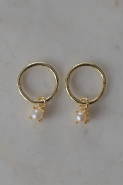 Sophie Jewellery Mini Pearl Sleeper Earrings Gold