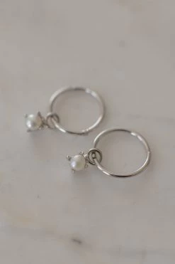 Sophie Mini Pearl Sleeper Earrings Silver