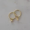 Sophie Jewellery Mini Rock Sleeper Earrings Clear Gold