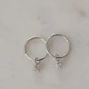 Sophie Mini Rock Sleeper Earrings Clear Silver Jewellery