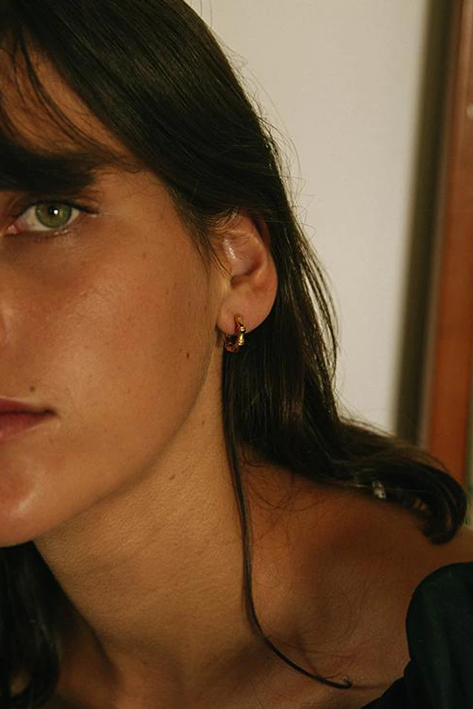 Brie Leon Mini Bambu Gold Sleeper Earrings