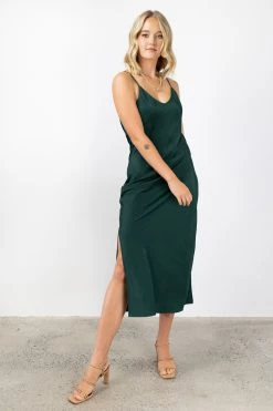Among The Brave Moonlight Forest Satin Bias Slip Dress
