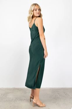 Among The Brave Moonlight Forest Satin Bias Slip Dress