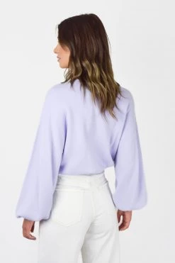 Ivy + Jack Motivation Lilac Cotton Fine Gauge Balloon High Neck Knit