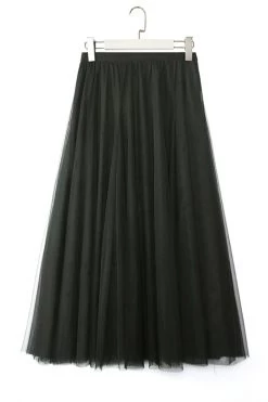 Ivy + Jack Muse Black Tulle Layered Midi Skirt
