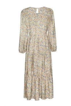 Ivy + Jack Naomi Pistachio Floral Blouson LS Tiered Maxi Dress Dresses