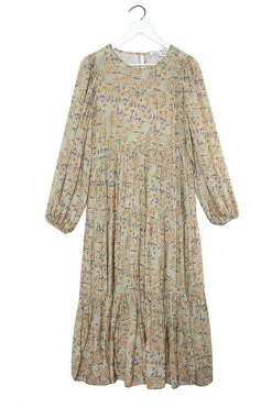 Ivy + Jack Naomi Pistachio Floral Blouson LS Tiered Maxi Dress Dresses