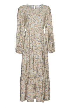 Ivy + Jack Naomi Pistachio Floral Blouson LS Tiered Maxi Dress Dresses