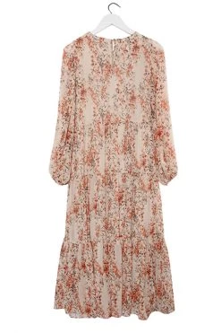 Ivy + Jack Naomi Sand Floral Blouson LS Tiered Maxi Dress Dresses