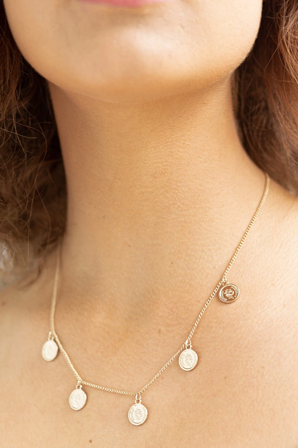 Flo Gives Back 15% To Women In Need Jewellery 5 Coin Pendant Gold Necklace