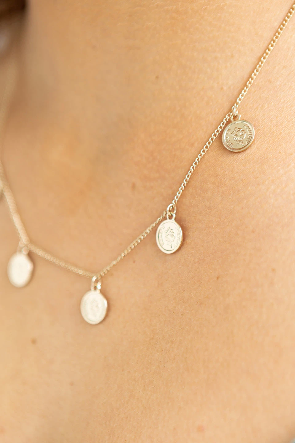 Flo Gives Back 15% To Women In Need Jewellery 5 Coin Pendant Gold Necklace