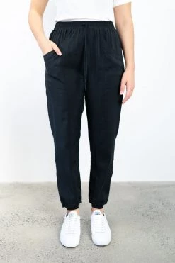 Among The Brave New Warrior Black Relaxed Drapey Drawstring Stretch Cuff Pant Pants