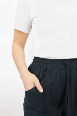 Among The Brave New Warrior Black Relaxed Drapey Drawstring Stretch Cuff Pant Pants