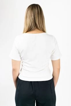 Humble + Heart Tops & Tees Roxy Rolled Sleeve White Crop Organic Tee