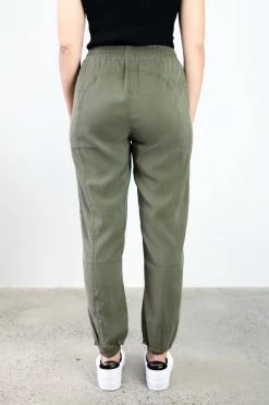 Among The Brave New Warrior Khaki Relaxed Drapey Drawstring Stretch Cuff Pant Pants