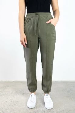 Among The Brave New Warrior Khaki Relaxed Drapey Drawstring Stretch Cuff Pant Pants