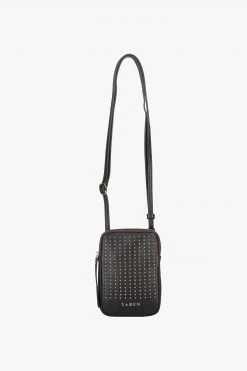 SABEN Bags Get The Look Nikko Black With Gold Studs Leather Phone Sling