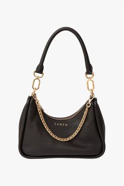 SABEN Bags Odette Black Handbag With Gold Chain Detail Support Local