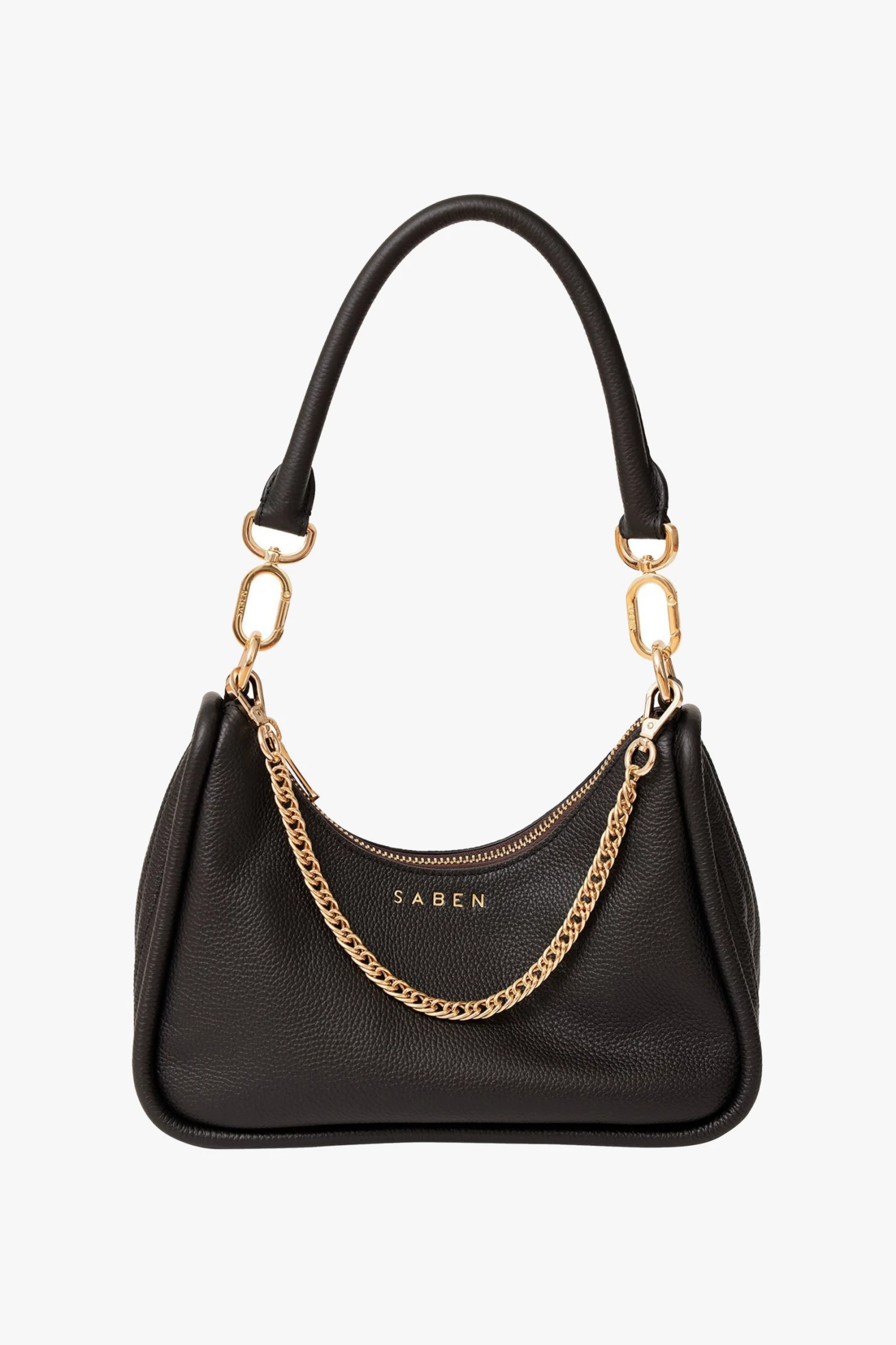 SABEN Bags Odette Black Handbag With Gold Chain Detail Support Local